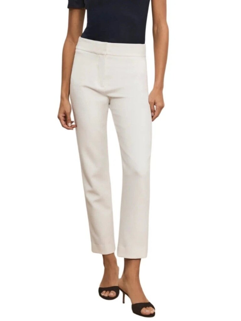 Veronica Beard Womens Pants Size 6 Clean Waistband White Crop Slim Leg Crop New